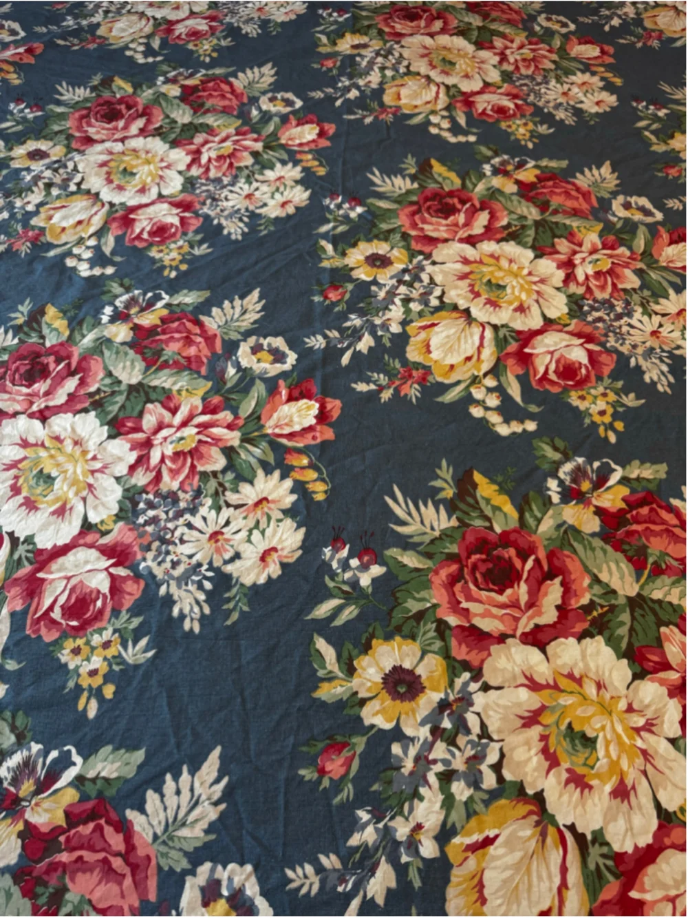 Vintage Ralph Lauren Kimberly King Duvet Cover Blue Floral Cotton Made USA